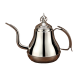 Théière Marocaine Traditionnelle en Inox Poli – Argent & Or – 1,2 L / 1,8 L
