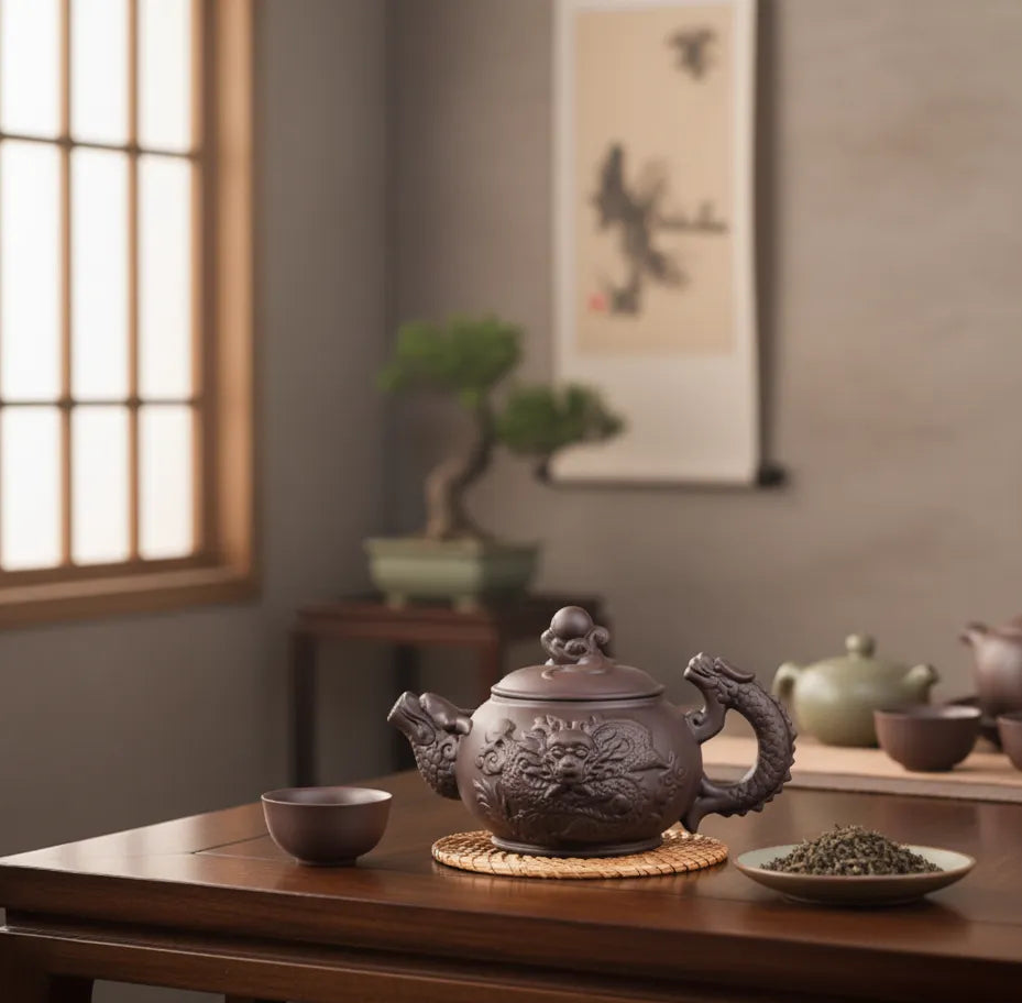 Théière Japonaise Dragon 900ml– Céramique Sculptée