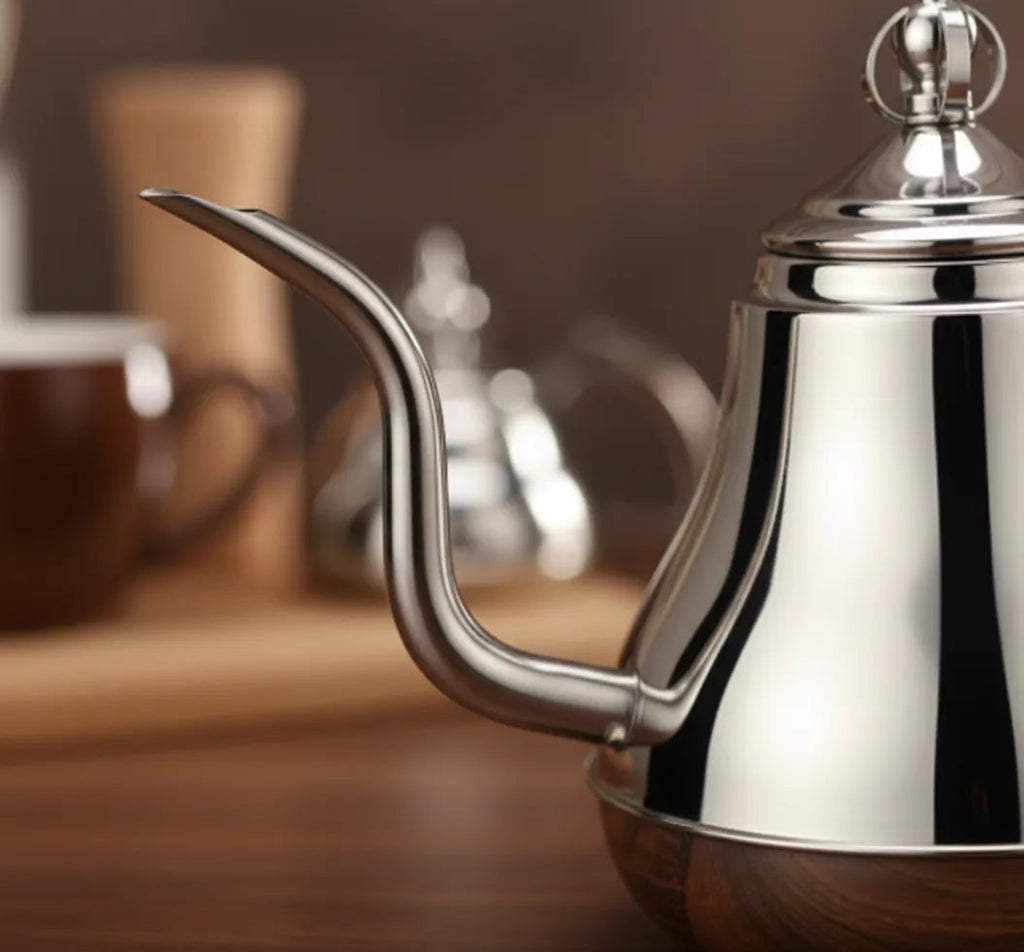 Théière Marocaine Traditionnelle en Inox Poli – Argent & Or – 1,2 L / 1,8 L