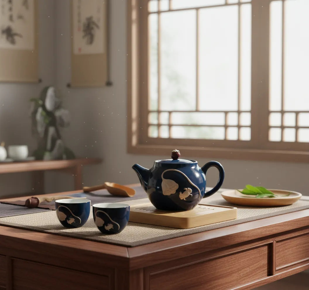 Théière Chinoise en Porcelaine Émaillée Sculptée 270 ml