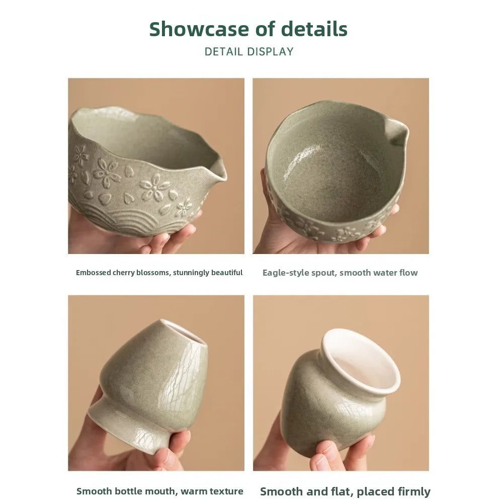 Set Matcha Fleur Sakura – Bol en Céramique Sculptée & Ustensiles Traditionnels