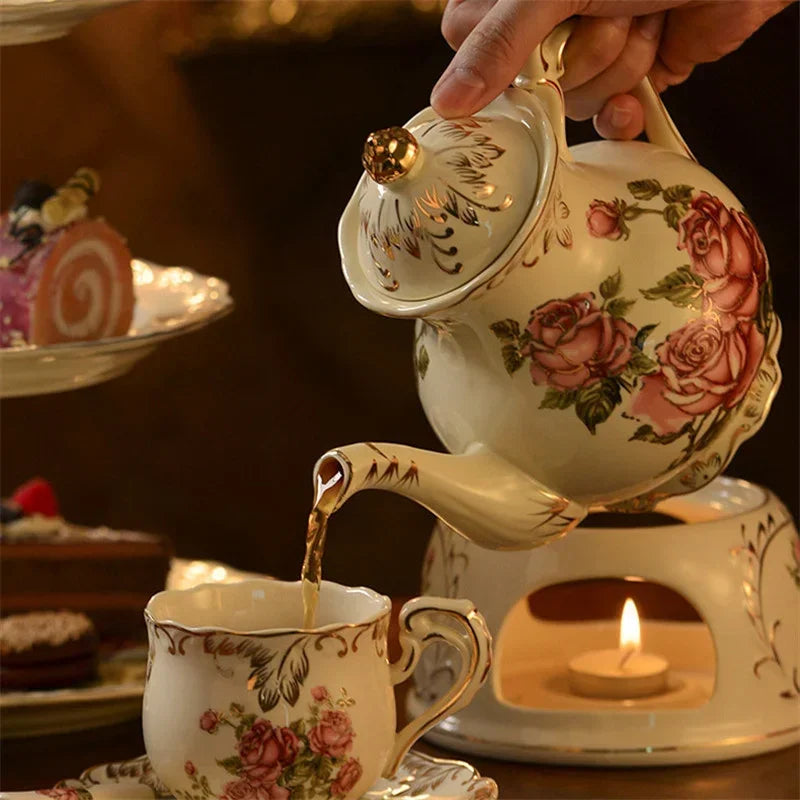 Théière Anglaise Vintage en Porcelaine Florale 900 ml