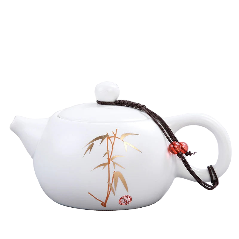 Théière Japonaise en Porcelaine Blanche 180 ml – Motifs Minimalistes