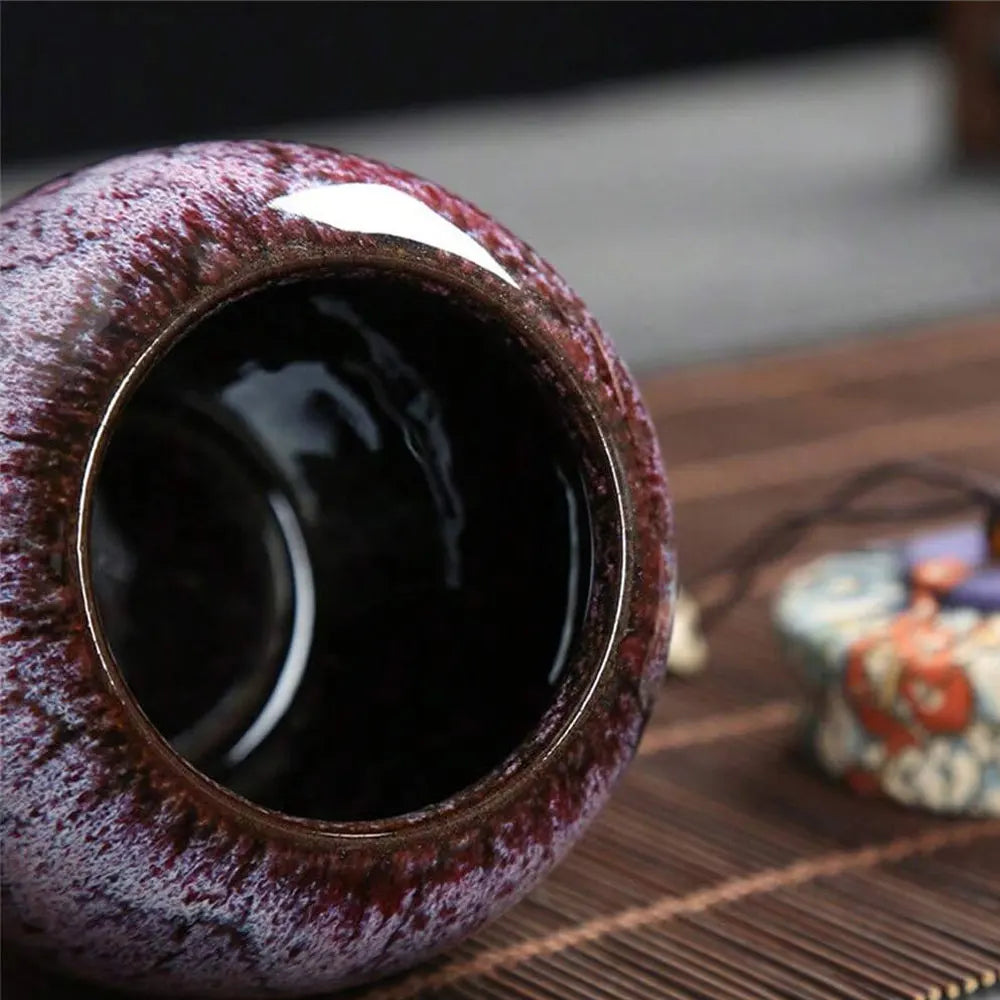 Contenant à thé en céramique – Style Raku artisanal