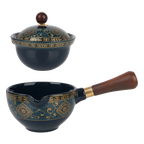 Service à Thé Chinois en Porcelaine & Bois - Set de Gongfu Cha Rotatif 360°