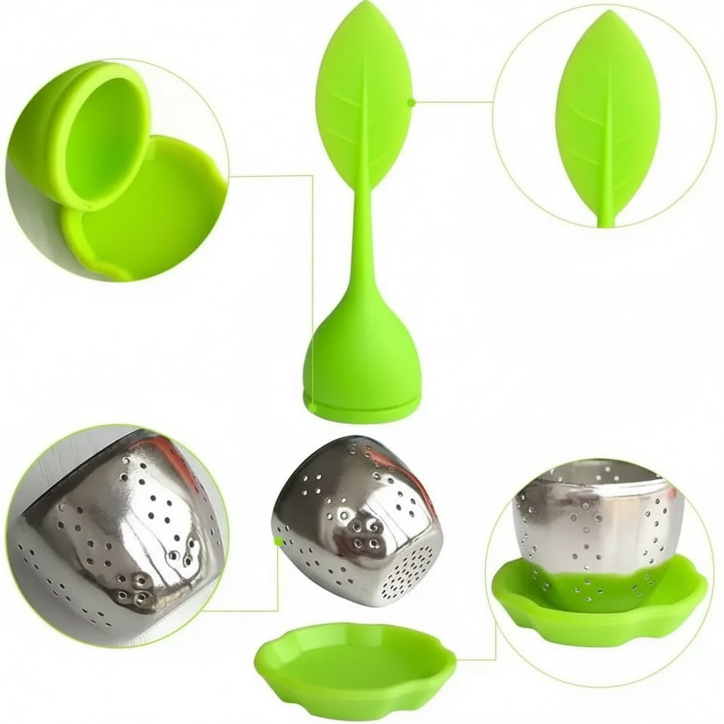 Filtre à Thé Silicone – Feuille Colorée (lot de 7 pcs)