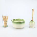 Set Matcha Artisanal Vert Jade - Ustensiles Traditionnels en Bambou & Bol en Céramique