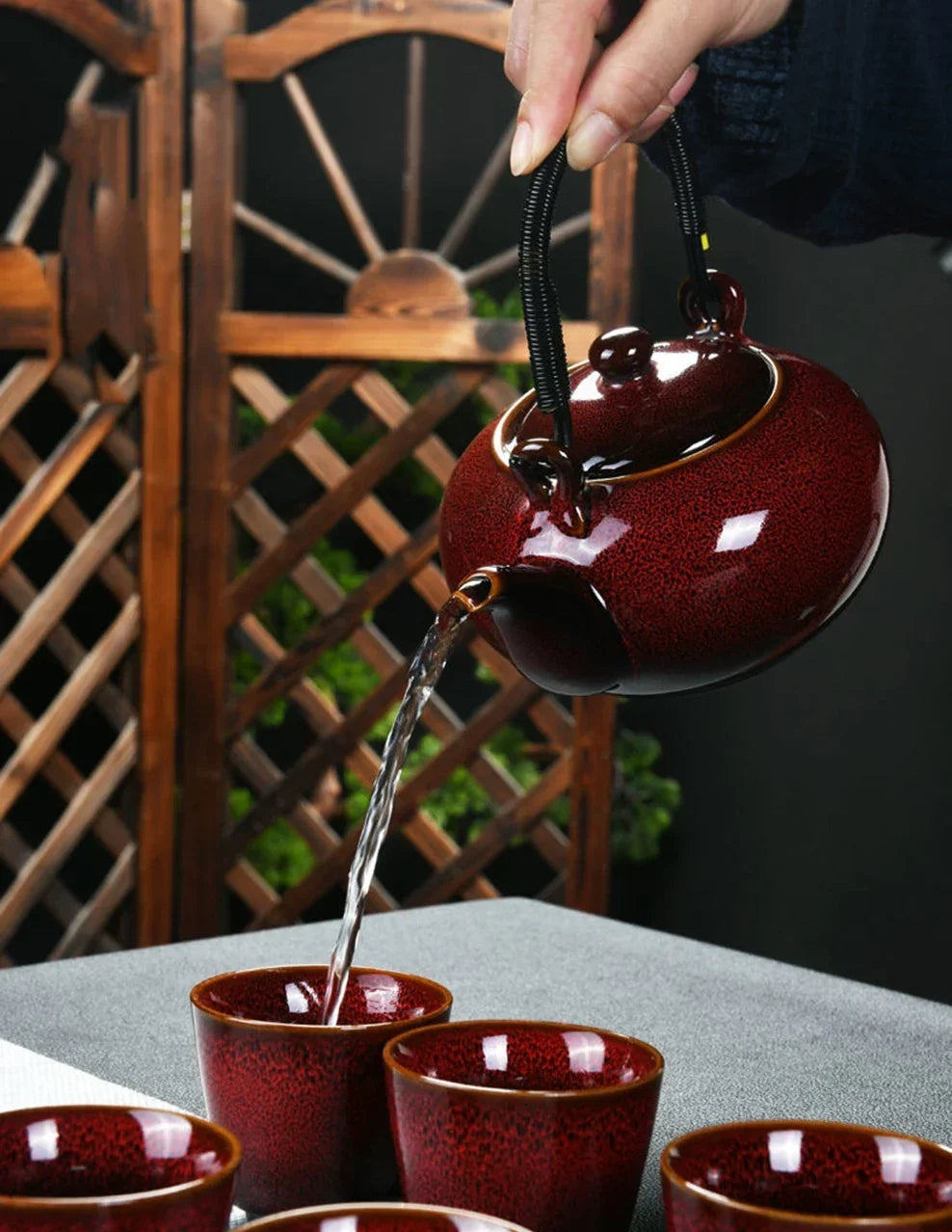 Service à Thé en Céramique – Théière 700 ml + 6 Tasses 150 ml