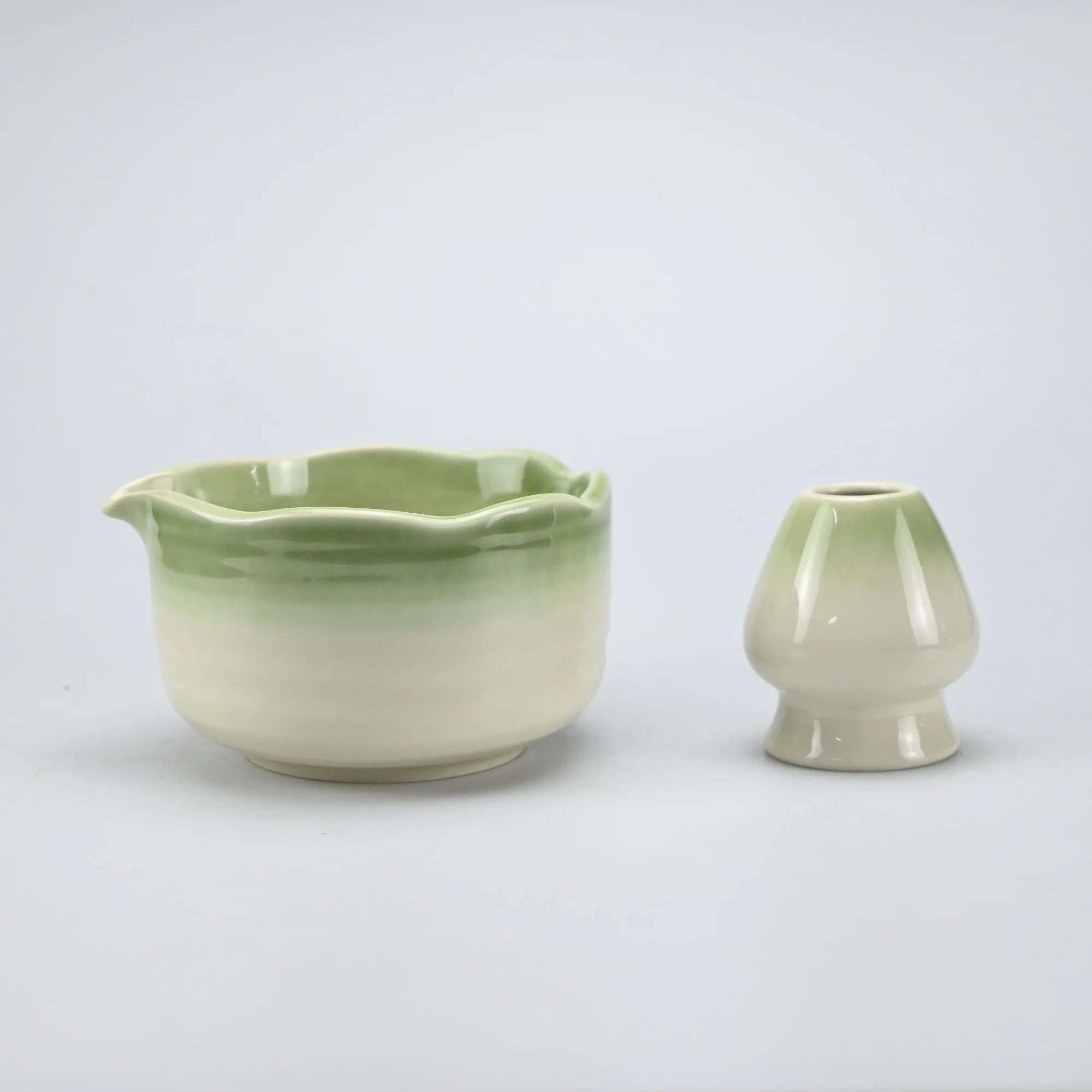 Set Matcha Artisanal Vert Jade - Ustensiles Traditionnels en Bambou & Bol en Céramique