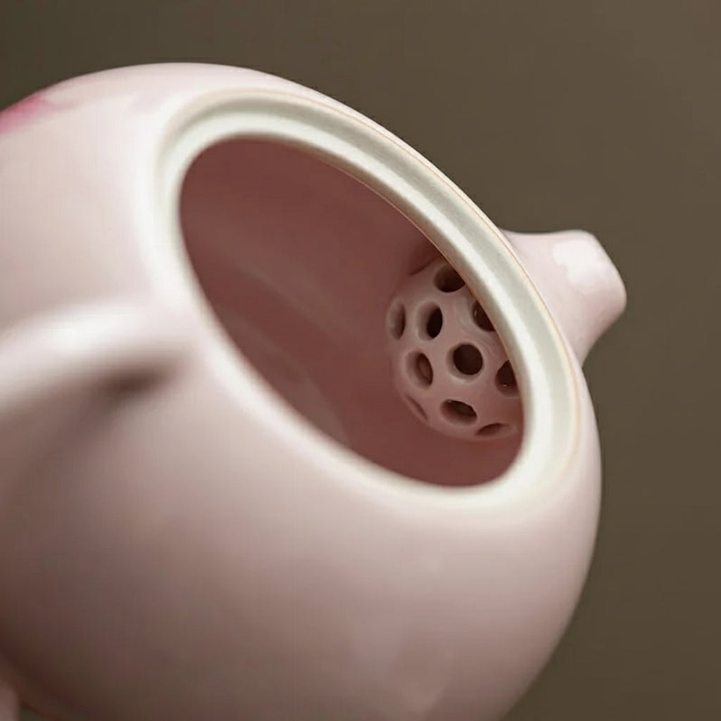 Théière Chinoise en Porcelaine Émaillée Fleur de Pivoine 180 ml