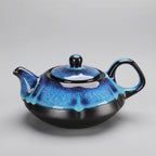 Service à Thé en Céramique – Four Jun Bleu Impérial (5 pièces)