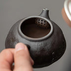 Théière Chinoise en Céramique Sombre Sculptée 160 ml