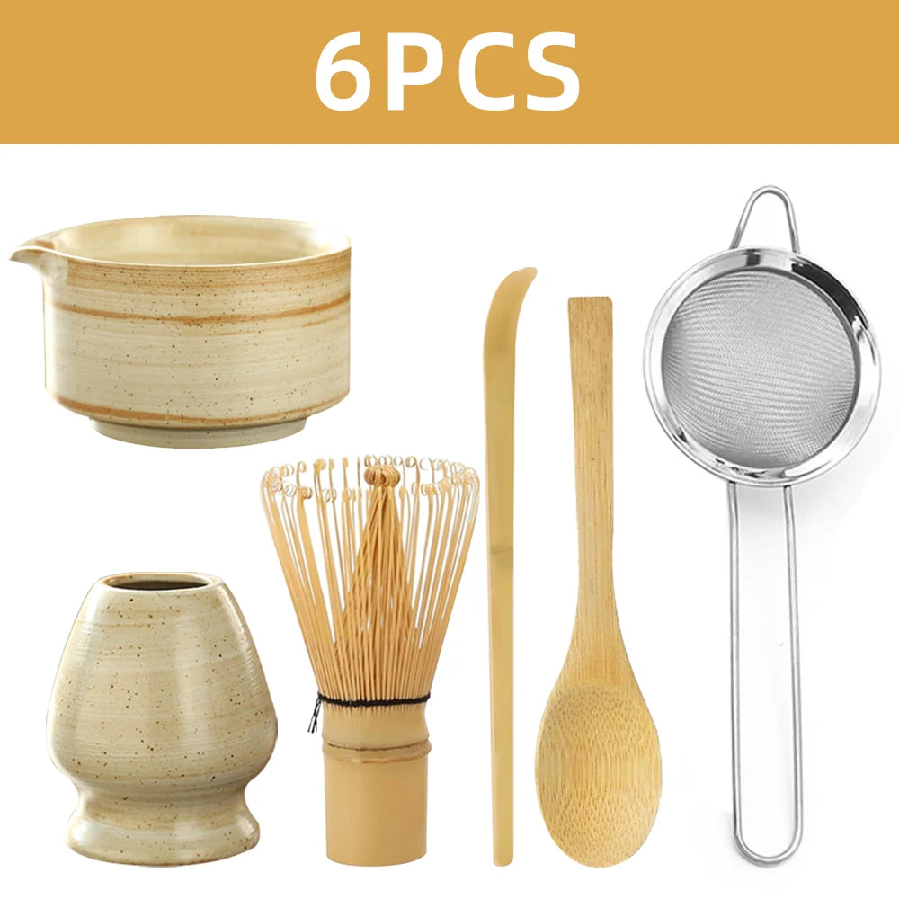 Set Matcha Japonais Traditionnel en Bambou & Céramique – Kit Complet débutant pour Cérémonie du Thé