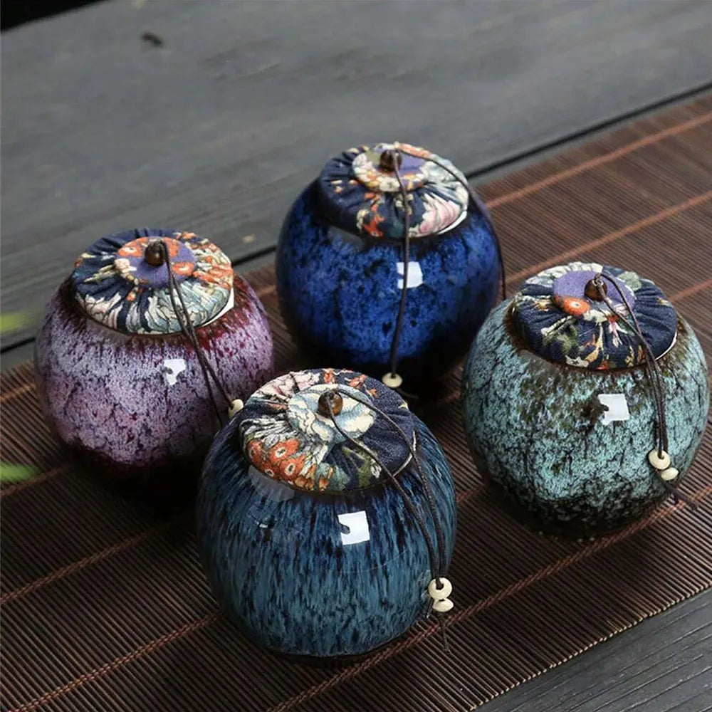 Contenant à thé en céramique – Style Raku artisanal