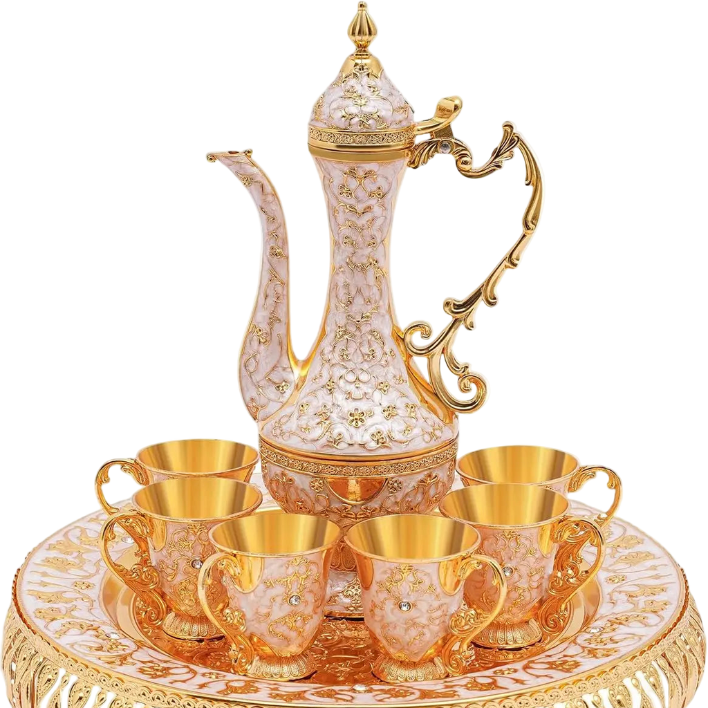 Service à thé Orientale de Luxe en Alliage Doré – Service Complet 250 ml
