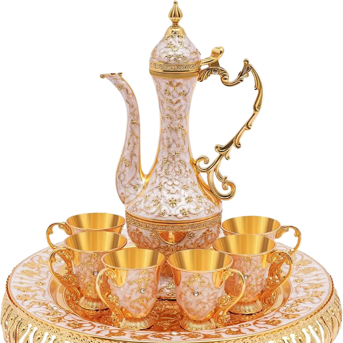 Service à thé Orientale de Luxe en Alliage Doré – Service Complet 250 ml