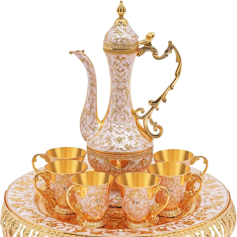 Service à thé Orientale de Luxe en Alliage Doré – Service Complet 250 ml