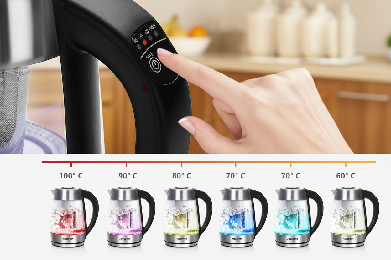 Bouilloire Électrique en Verre – Contrôle de Température 1,7 L