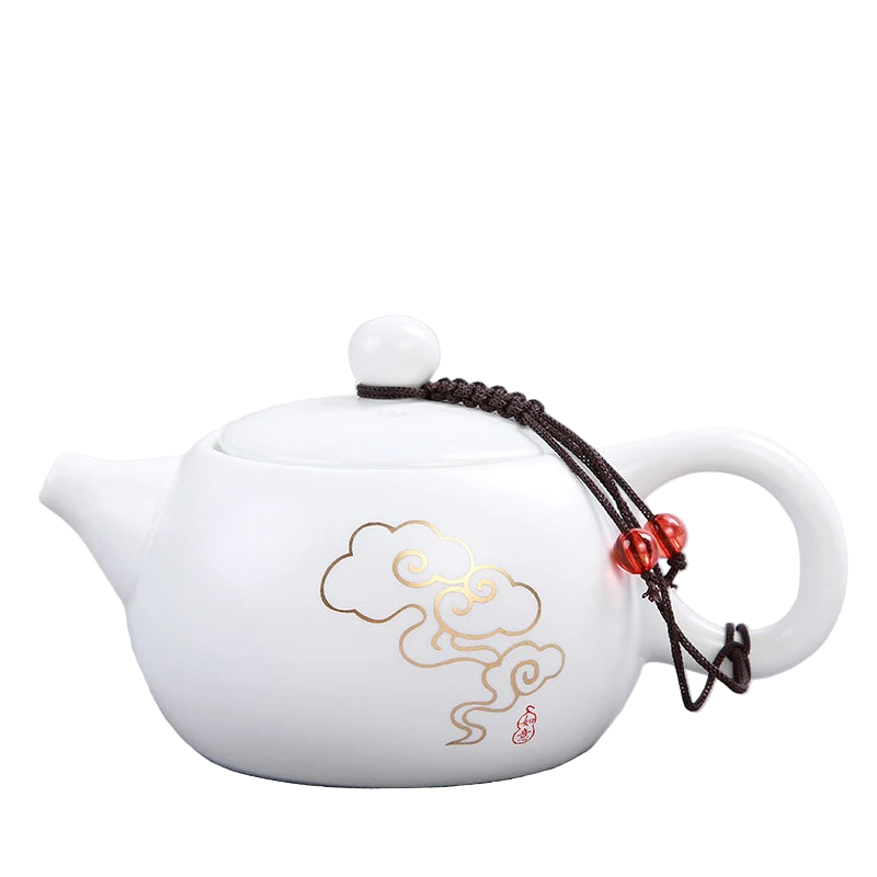 Théière Japonaise en Porcelaine Blanche 180 ml – Motifs Minimalistes