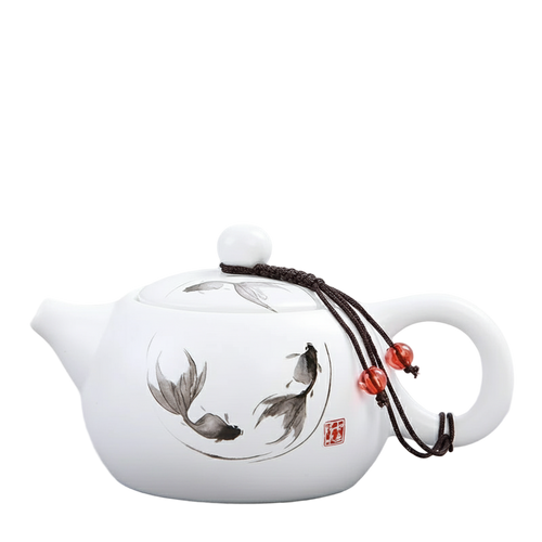 Théière Japonaise en Porcelaine Blanche 180 ml – Motifs Minimalistes