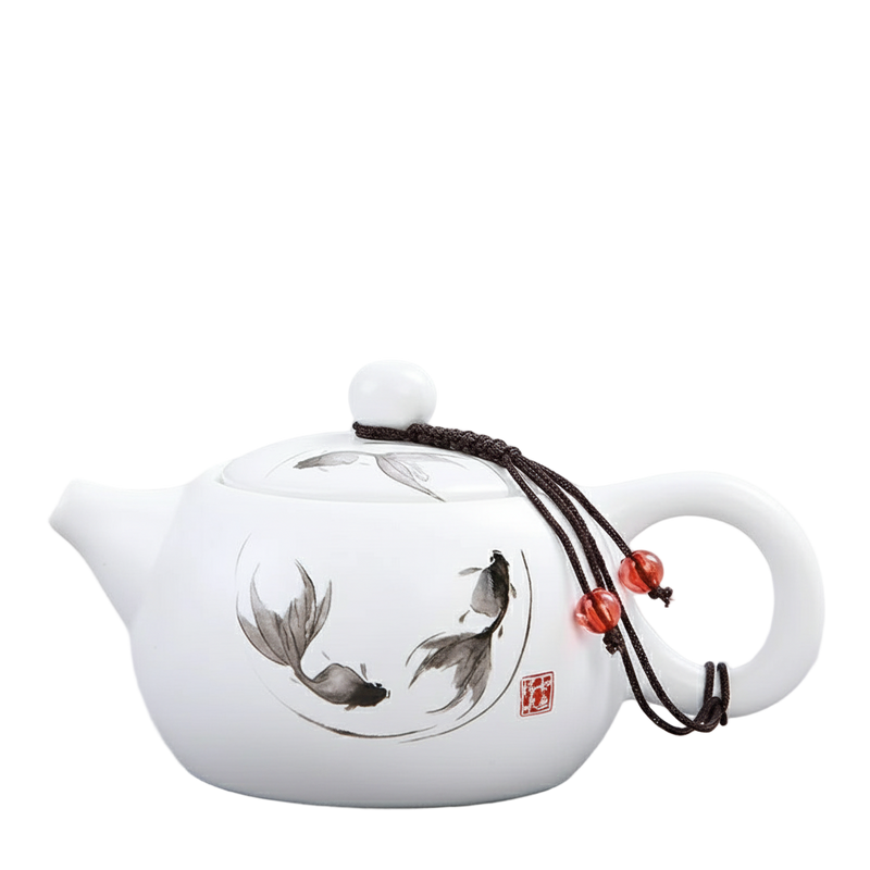 Théière Japonaise en Porcelaine Blanche 180 ml – Motifs Minimalistes