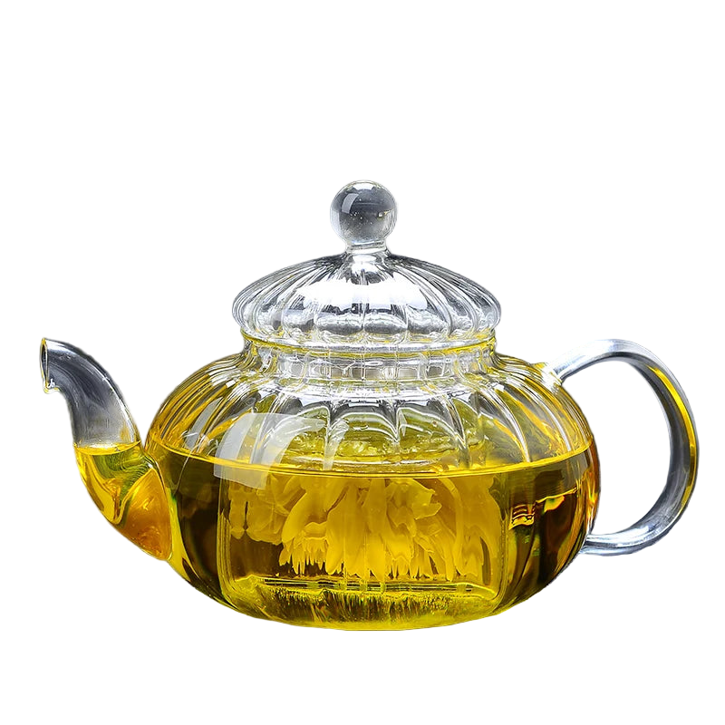 ALT 600 ml : Théière en verre style anglais 600 ml, design bombé transparent avec couvercle sculpté.