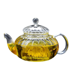 ALT 600 ml : Théière en verre style anglais 600 ml, design bombé transparent avec couvercle sculpté.