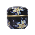 Petite boîte à thé florale noire en aluminium hermétique – Route du Thé