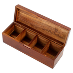 Boîte à thé en bois avec 4 compartiments