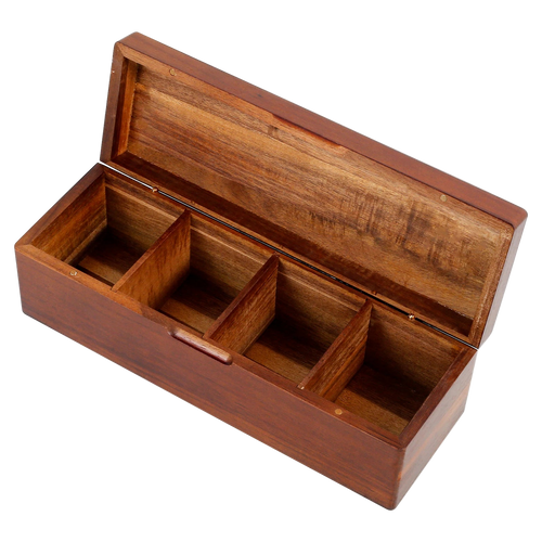 Boîte à thé en bois avec 4 compartiments