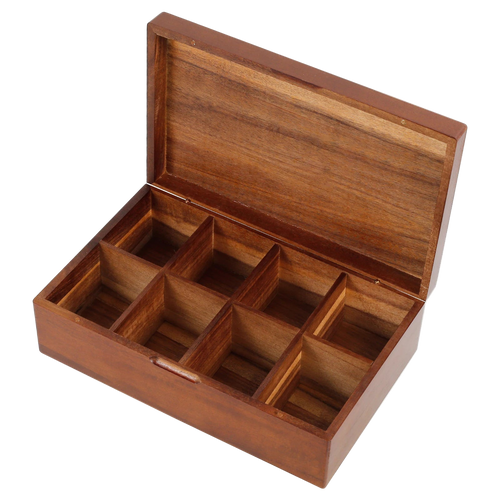 Boîte à thé en bois avec 8 compartiments
