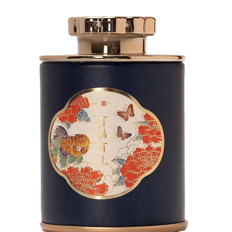 Boîte à thé chinoise en aluminium décor bleu – Route du Thé