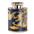 Boîte à thé chinoise motif dragon bleu en aluminium – Route du Thé 