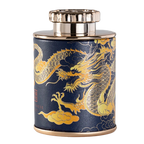 Boîte à thé chinoise motif dragon bleu en aluminium – Route du Thé 