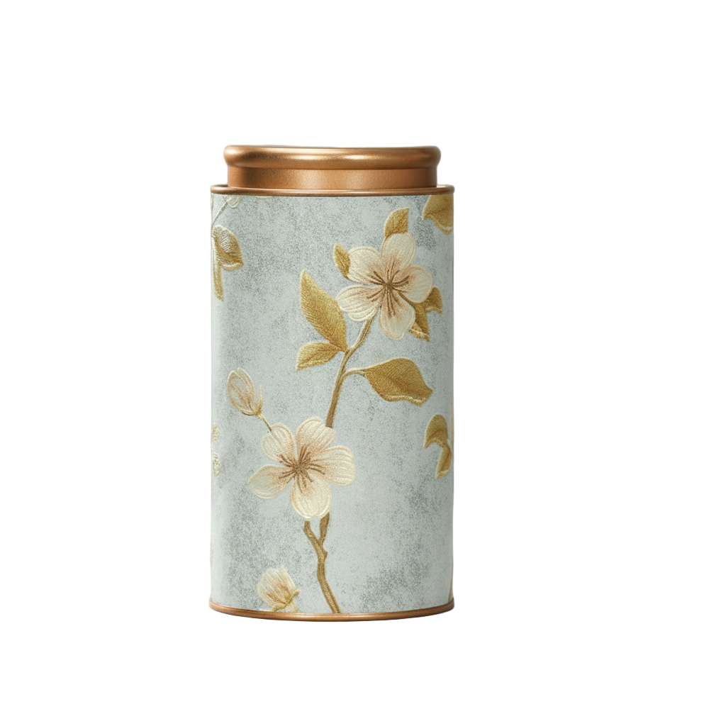 Boîte à thé design bleue motif floral – Route du Thé