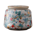 Boîte à thé japonaise en céramique avec motifs floraux dorés – Route du Thé