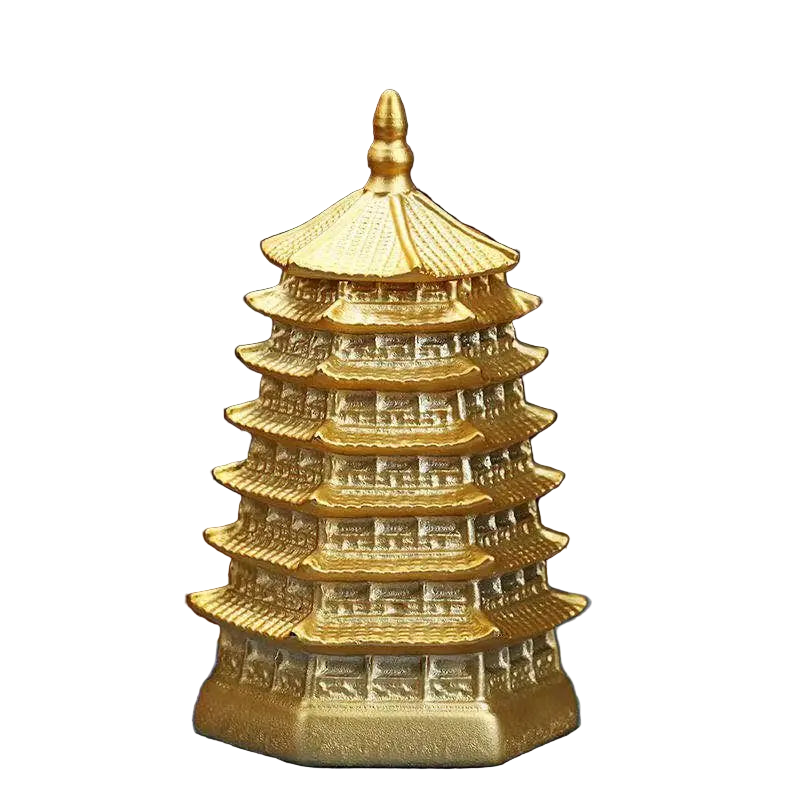 Boîte à thé pagode couleur or en céramique – Route du Thé