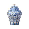 Grande boîte à thé en porcelaine blanche motif bleu 1300ml