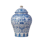 Grande boîte à thé en porcelaine blanche motif bleu 1300ml