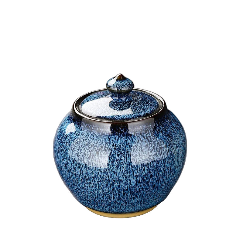 Boîte à thé en porcelaine bleu profond texturée – Route du Thé