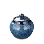 Boîte à thé en porcelaine bleu profond texturée – Route du Thé