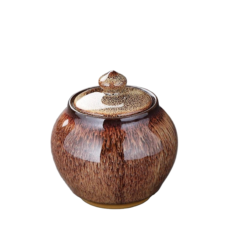 Boîte à thé en porcelaine marron artisanale – Route du Thé