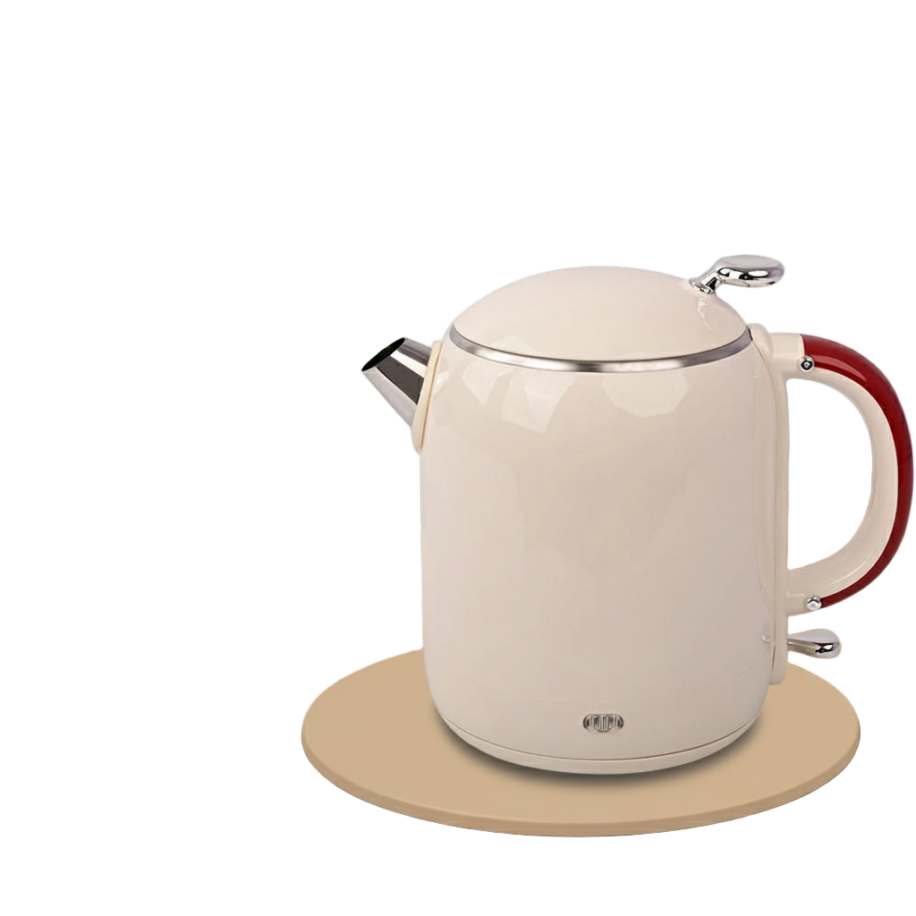 Bouilloire électrique beige 1L, design moderne cylindrique