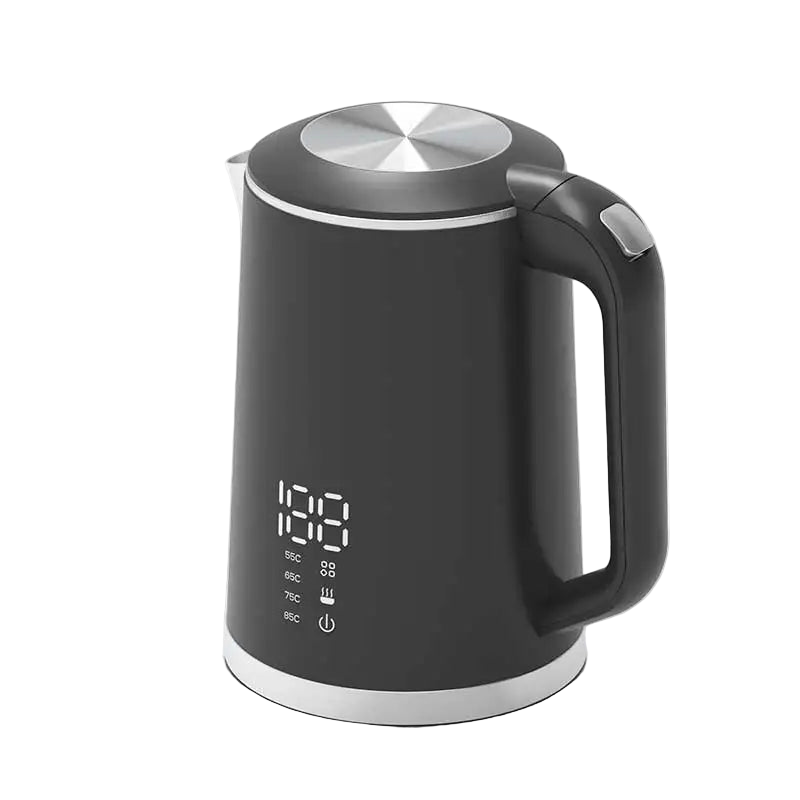 Bouilloire électrique noire 1.6L avec affichage digital et température réglable – RouteDuThe