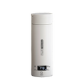 Bouilloire électrique portable 500 ml en inox avec affichage digital, modèle blanc, chauffe rapide.