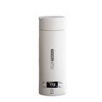 Bouilloire électrique portable 500 ml en inox avec affichage digital, modèle blanc, chauffe rapide.