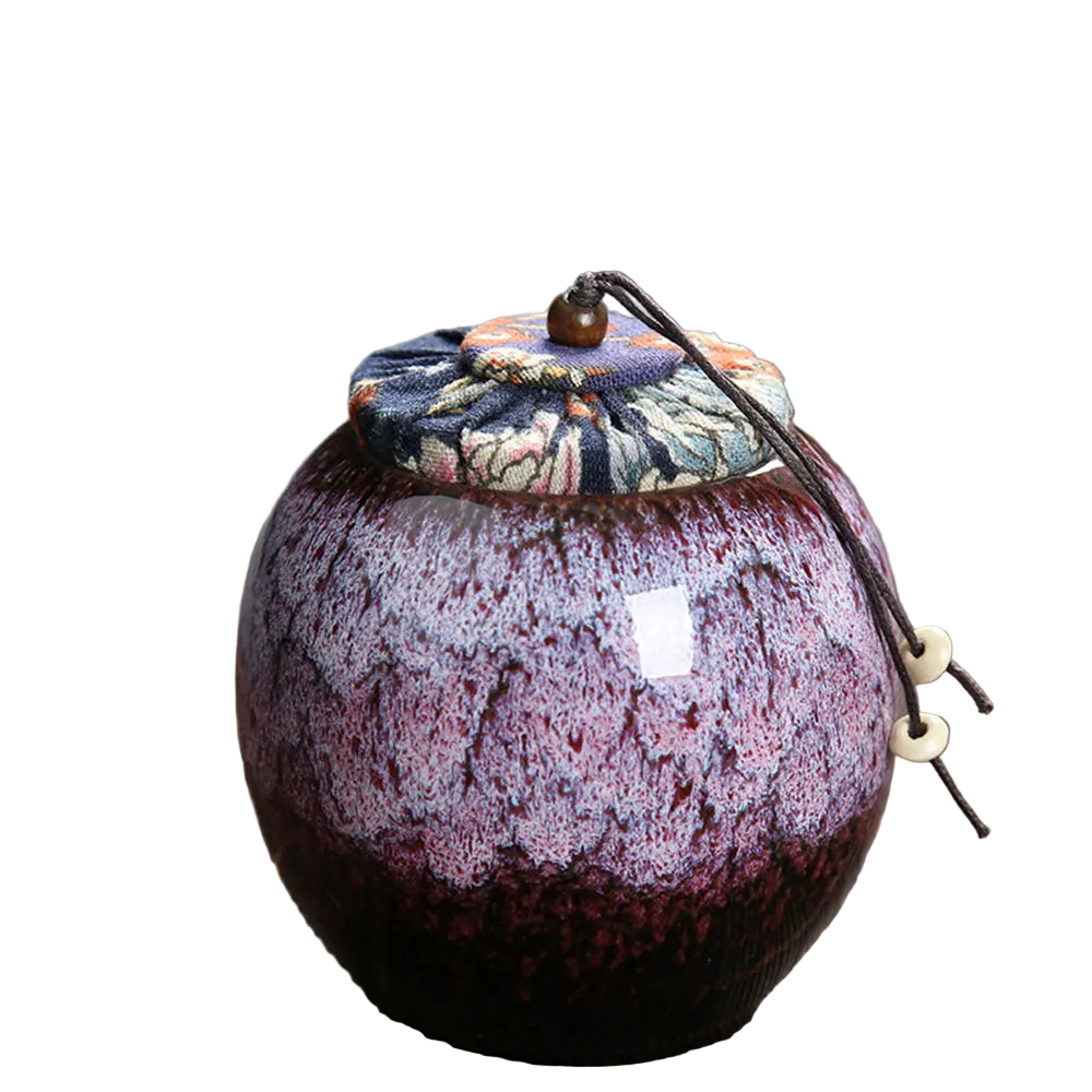 Contenant à thé en céramique rose, pot artisanal pour conservation du thé – Route du Thé