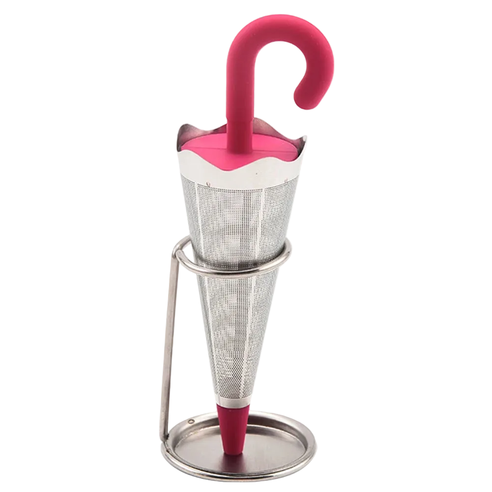 Filtre à thé parapluie rose en silicone et acier