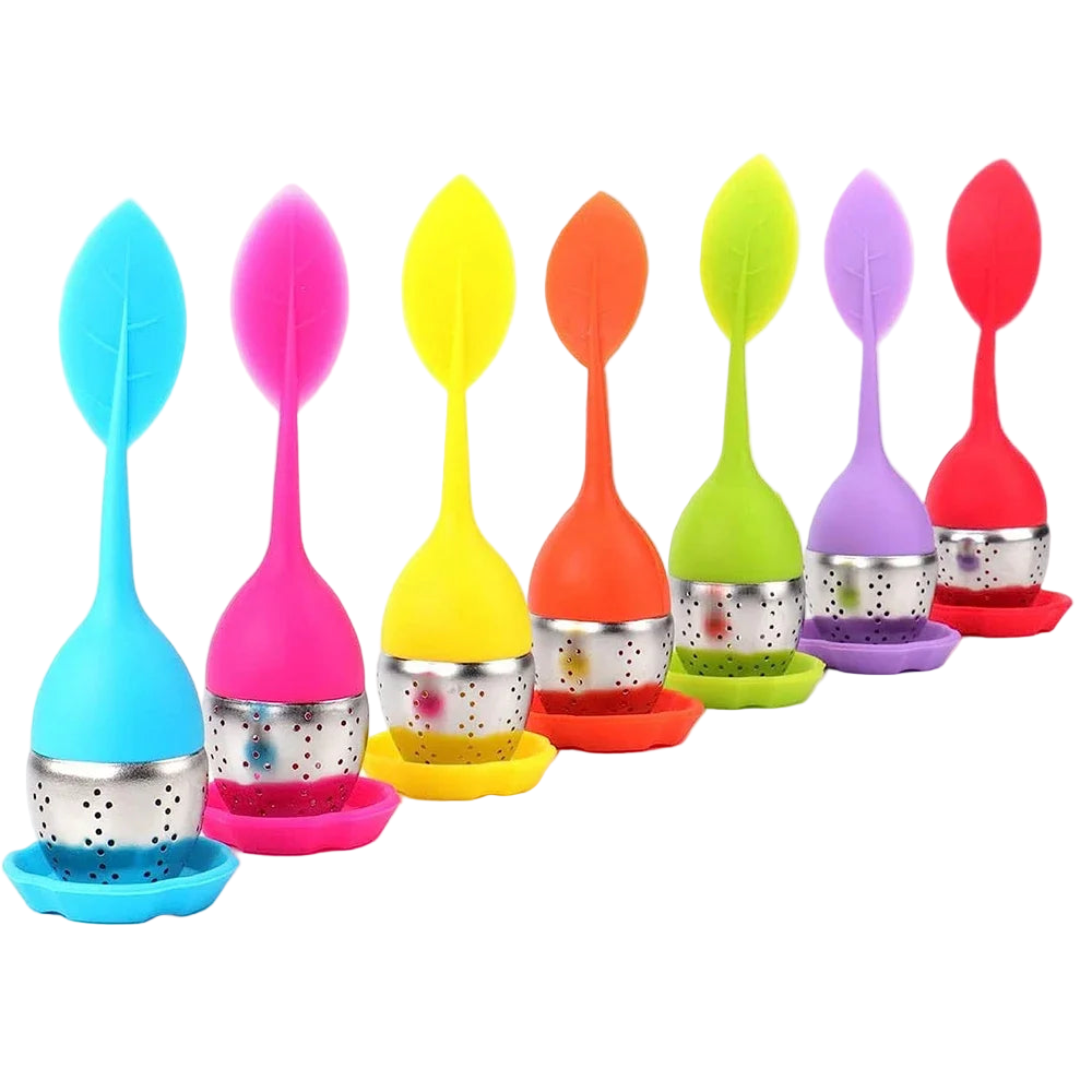 Filtre à thé en silicone en forme de feuille avec filtre inox