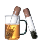 Filtre à thé en tube de verre avec bouchon en bois – Route du Thé